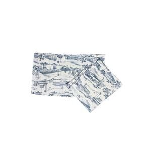 Dirty Linens Co. Pair of Toile Pillowcases Blue White Toile Print Cotton 2